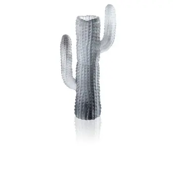 Daum Glass Sculpture Grey Vase by Jardin de Cactus Emilio Robba 18.1'' x 9.1'' x 4.5''