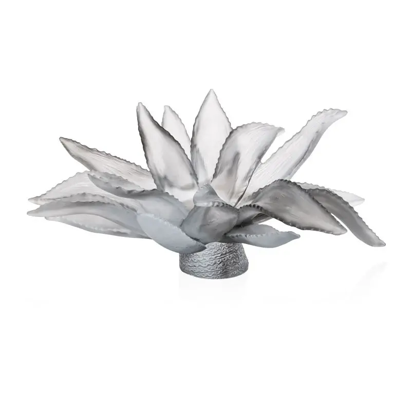 Daum Glass Sculpture Grey Agave Centrepiece by Jardin de Cactus Emilio Robba 10.2'' x 24.8'' x 19.7''