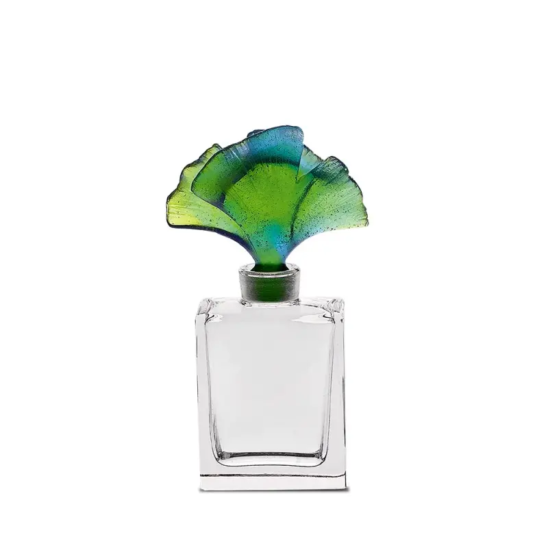 Daum Glass Sculpture Green Perfume Bottle 30 ml by Ginkgo 4.6'' x 2.6'' x 1''