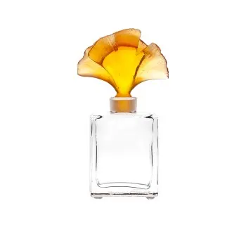Daum Glass Sculpture Amber Perfume Bottle 30 ml by Ginkgo 4.6'' x 2.6'' x 1''