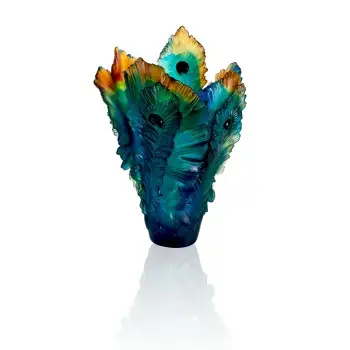 Daum Glass Sculpture Large Vase by Fleur de Paon 15.2'' x 10.6'' x 10.6''