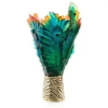 Daum Glass Sculpture Magnum Vase by Fleur de Paon 29.9'' x 17.7'' x 17.7''