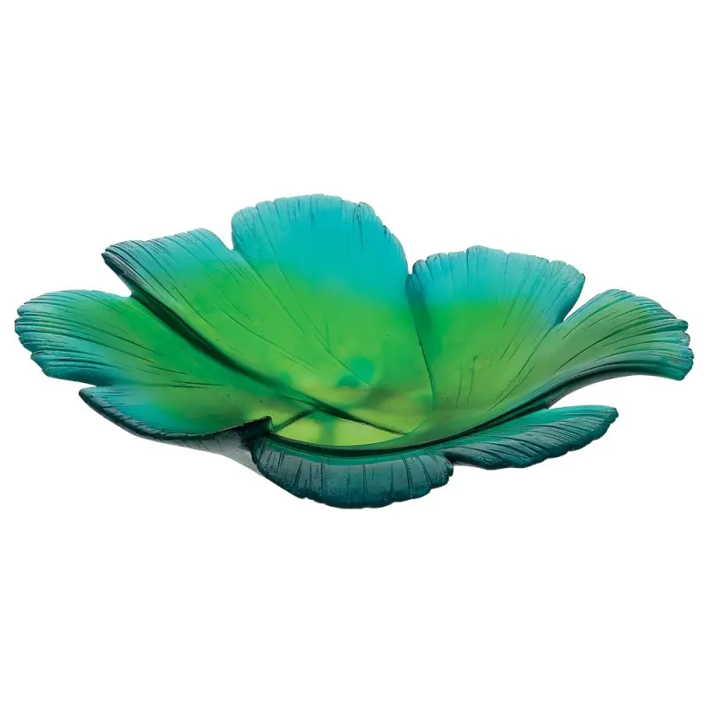 Daum Glass Sculpture Magnum Green Bowl by Ginkgo 3.5'' x 12.6'' x 16.5''