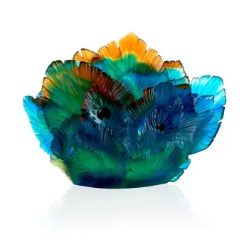 Daum Glass Sculpture Vase by Fleur de Paon 12.6'' x 16.7'' x 7.7''