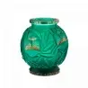 Daum Glass Sculpture Large Green Gilded Vase by Empreinte 13.4'' x 11.8'' x 11.8''