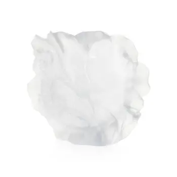 Daum Glass Sculpture Large White Vase by White Camelia 11.2'' x 13.4'' x 5.9''