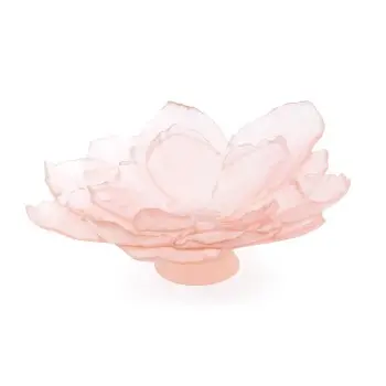 Daum Glass Sculpture Large Pink Bowl by Pink Camelia 6.3'' x 15'' x 15''