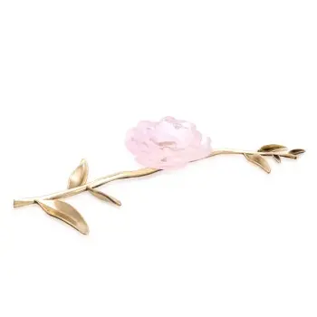 Daum Glass Sculpture Pink Ornamental Flower by Pink Camelia 1.1'' x 6.5'' x 3.5''