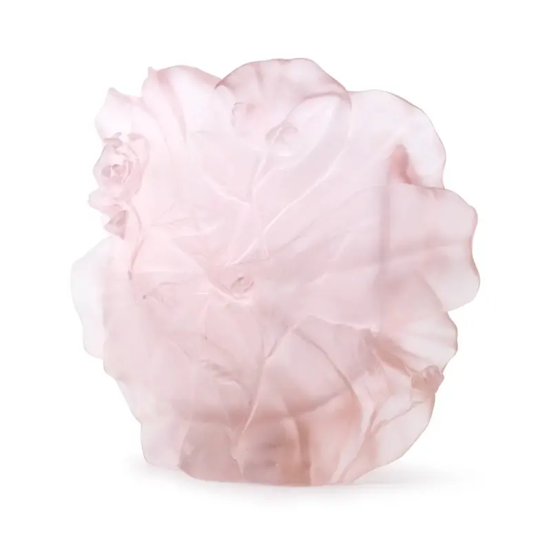 Daum Glass Sculpture Large Pink Vase by Pink Camelia 11.2'' x 13.4'' x 5.9''
