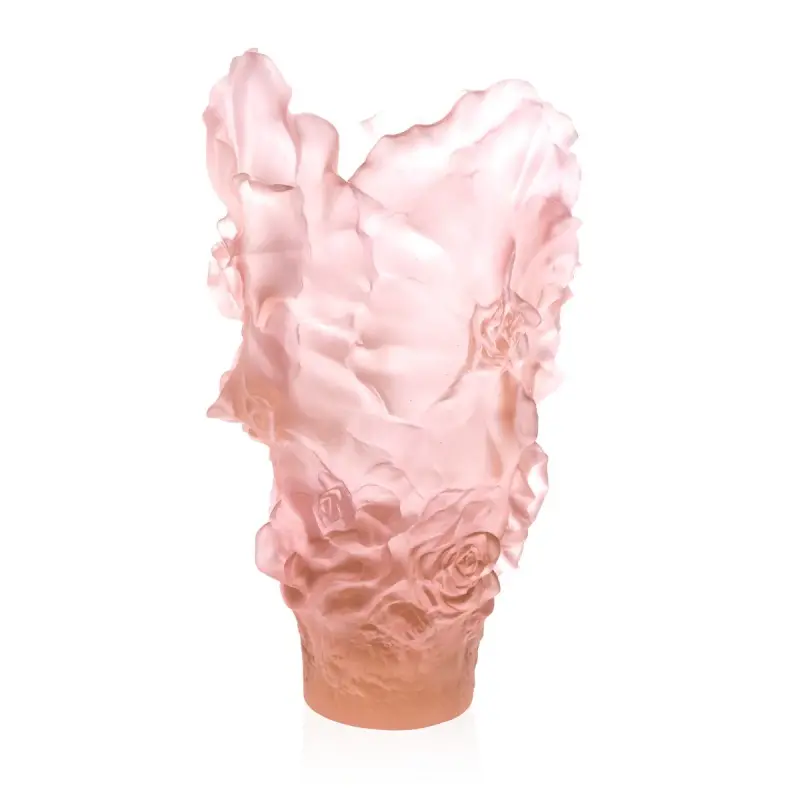 Daum Glass Sculpture Magnum Pink Vase by Pink Camelia 20.5'' x 13'' x 13''