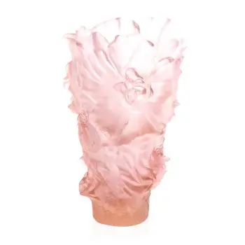 Daum Glass Sculpture Magnum Pink Vase by Pink Camelia 20.5'' x 13'' x 13''