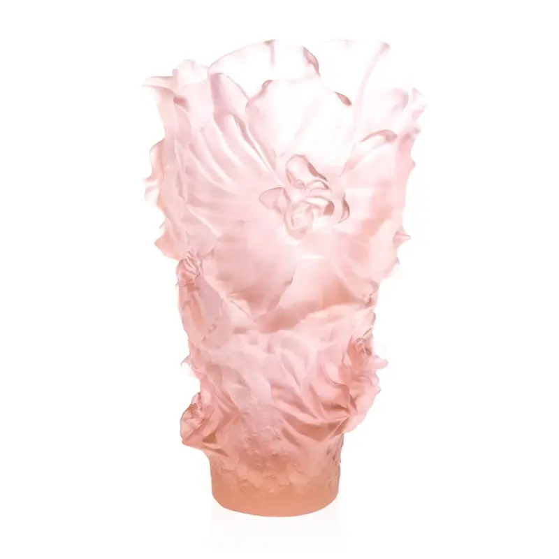 Daum Glass Sculpture Magnum Pink Vase by Pink Camelia 20.5'' x 13'' x 13''