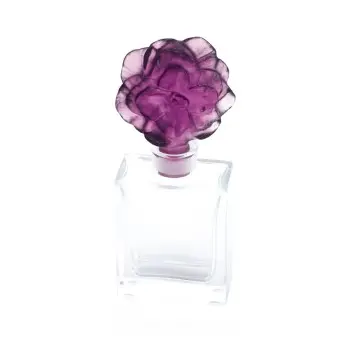 Daum Glass Sculpture Violet Perfume Bottle 30 ml by Violet Camelia 4.4'' x 1.9'' x 1.3''