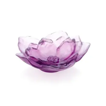 Daum Glass Sculpture Small Violet Bowl by Violet Camelia 1.8'' x 5.3'' x 5.3''
