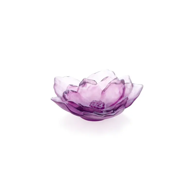 Daum Glass Sculpture Small Violet Bowl by Violet Camelia 1.8'' x 5.3'' x 5.3''