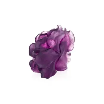 Daum Glass Sculpture Violet Decorative Flower by Violet Camelia 3.1'' x 2.2'' x 3.3''
