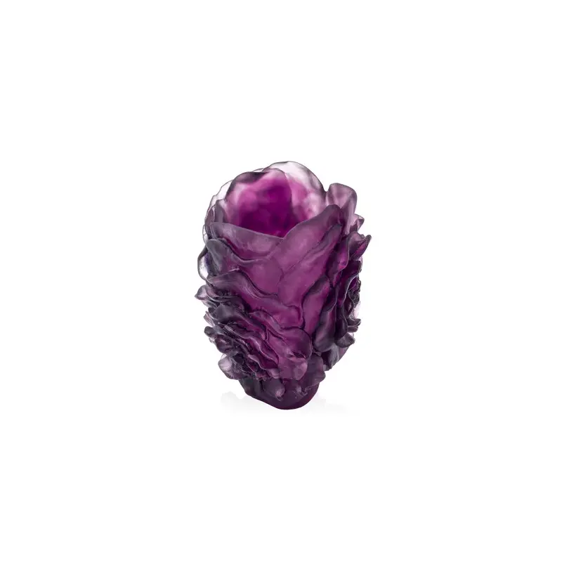 Daum Glass Sculpture Small Violet Vase by Violet Camelia 6.1'' x 4.5'' x 4.5'' Daum Glass Sculpture Small Violet Vase by Violet Camelia 6.1'' x 4.5'' x 4.5''