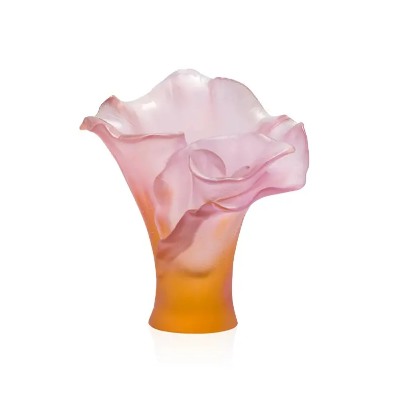 Daum Glass Sculpture Small Vase by Arum Rose 6.9'' x 5.9'' x 5.7''