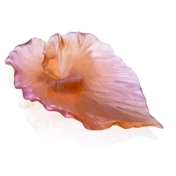 Daum Glass Sculpture Bowl by Arum Rose 4.3'' x 15.4'' x 9.4''
