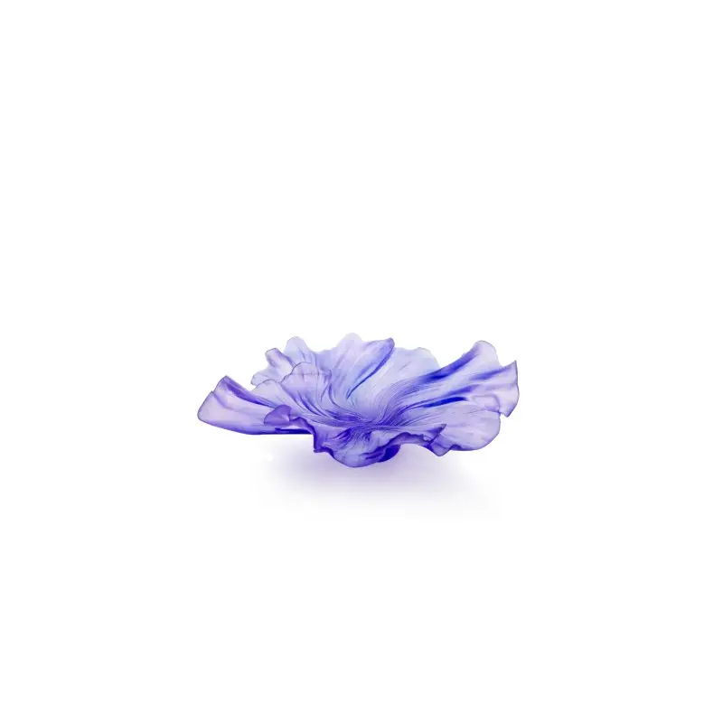 Daum Glass Sculpture Medium Lilac Draped Bowl by Croisière 3.9'' x 12.8'' x 12.8''