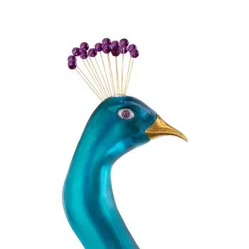 Daum Glass Sculpture Tropical Peacock by 74.8'' x 5.1'' x 45.3''