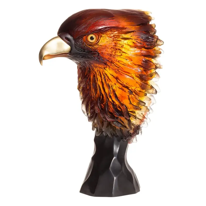 Daum Glass Sculpture Royal Eagle by Van der Knoop Madeleine 12.8'' x 7.1'' x 10.2''