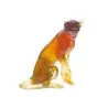 Daum Glass Sculpture Amber Cheetah by Leroy Jean-François 11'' x 9.8'' x 6.9''