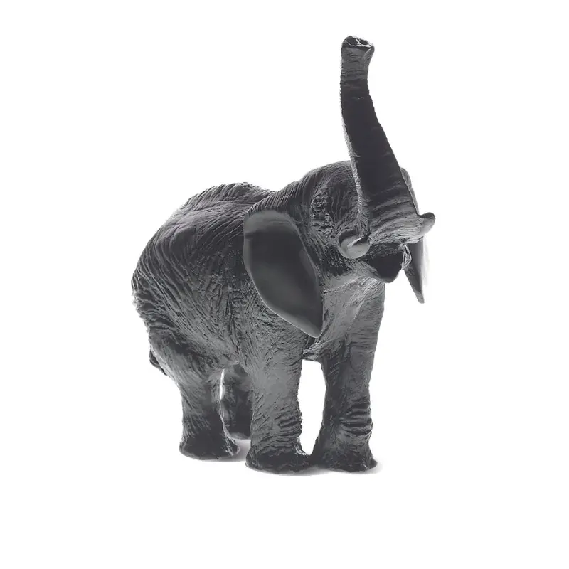 Daum Glass Sculpture Medium Black Elephant by Leroy Jean-François 8.9'' x 9.1'' x 3.9''