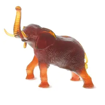 Daum Glass Sculpture Amber Elephant by Leroy Jean-François 13'' x 16.1'' x 8.7''