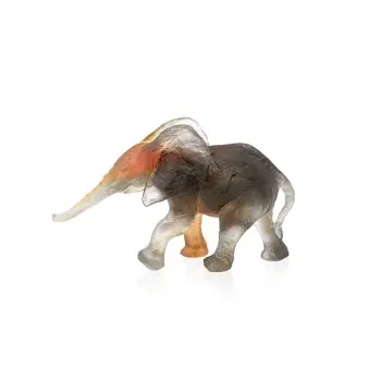 Daum Glass Sculpture Medium Savana Elephant by Carabantes Isabelle 7.3'' x 12.2'' x 7.1''