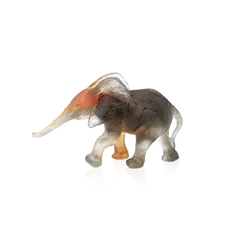 Daum Glass Sculpture Medium Savana Elephant by Carabantes Isabelle 7.3'' x 12.2'' x 7.1''