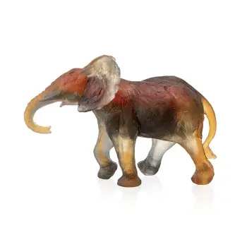 Daum Glass Sculpture Large Savana Elephant by Carabantes Isabelle 10.8'' x 16.1'' x 7.1''