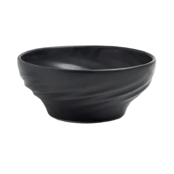 Hand Sculpted Stoneware Twist in Matte Black Finish - Dia: 16 cm H: 6.5 cm - Case of 6