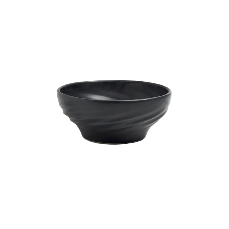 Hand Sculpted Stoneware Twist in Matte Black Finish - Dia: 16 cm H: 6.5 cm - Case of 6 Hand Sculpted Stoneware Twist in Matte Black Finish - Dia: 16 cm H: 6.5 cm - Case of 6