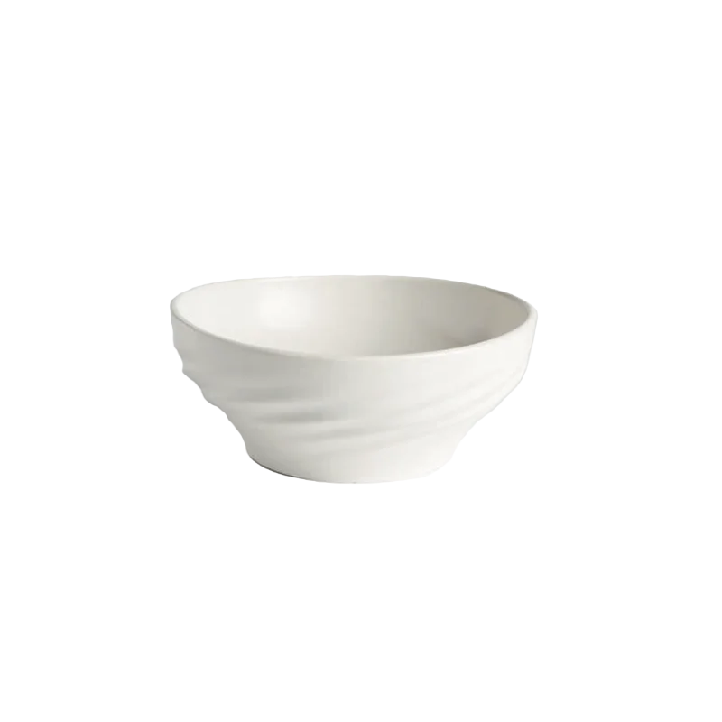 Hand Sculpted Stoneware Twist in Matte White Finish - Dia: 16 cm H: 6.5 cm - Case of 6 Hand Sculpted Stoneware Twist in Matte White Finish - Dia: 16 cm H: 6.5 cm - Case of 6