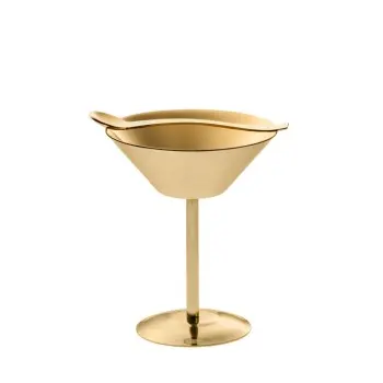 Designer Satin Gold and Stainless Steel Bono Dessert Bowl with Spoon