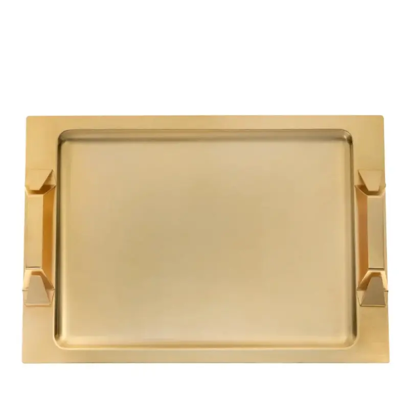 Designer Satin Gold and Stainless Steel Nusa Dua Large Tray Designer Satin Gold and Stainless Steel Nusa Dua Large Tray