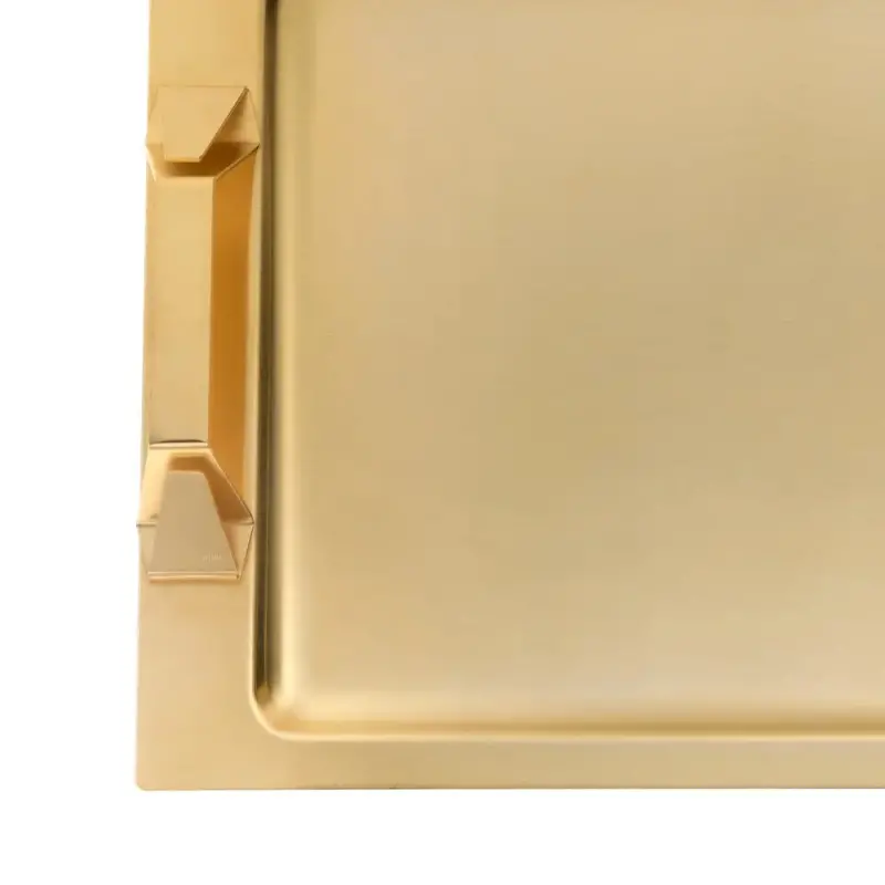 Designer Satin Gold and Stainless Steel Nusa Dua Large Tray Designer Satin Gold and Stainless Steel Nusa Dua Large Tray