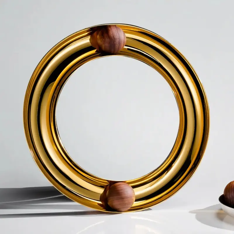 Designer Satin Gold and Stainless Steel Atomos Appetizer Holder