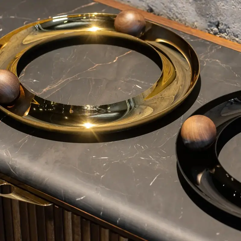 Designer Satin Gold and Stainless Steel Mini Atomos Appetizer Holder