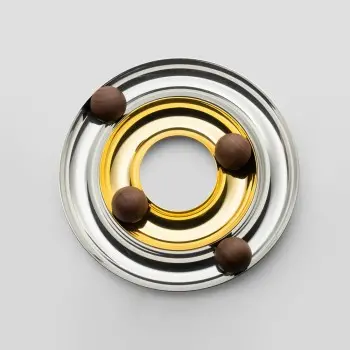 Designer Satin Gold and Stainless Steel Mini Atomos Appetizer Holder
