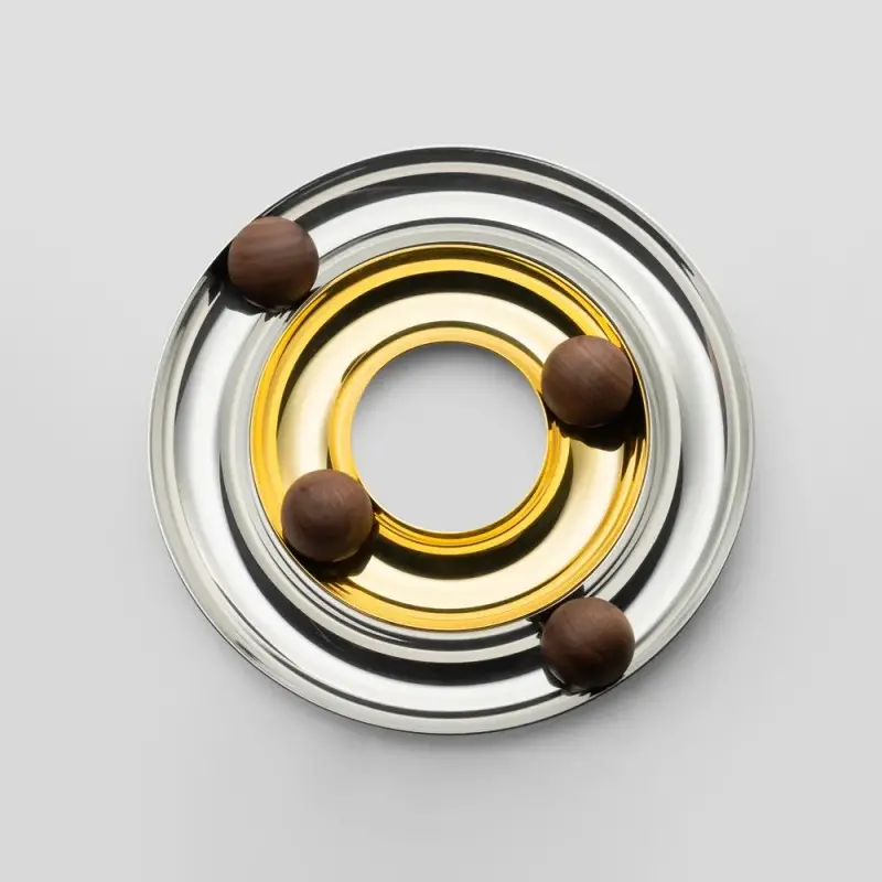 Designer Satin Gold and Stainless Steel Mini Atomos Appetizer Holder