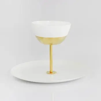 Designer Satin Gold and Stainless Steel Venezia Serving Stand with 1 Plate and 1 Bowl