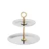 Designer Satin Gold and Stainless Steel Venezia Small Double Serving Stand