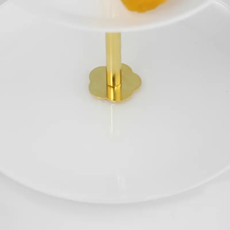 Designer Satin Gold and Stainless Steel Venezia Small Double Serving Stand Designer Satin Gold and Stainless Steel Venezia Small Double Serving Stand