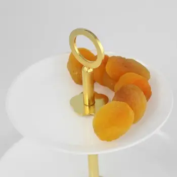 Designer Satin Gold and Stainless Steel Venezia Small Double Serving Stand