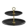 Designer Satin Gold and Stainless Steel Venezia Large Double Serving Stand