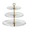 Designer Satin Gold and Stainless Steel Venezia Triple Serving Stand
