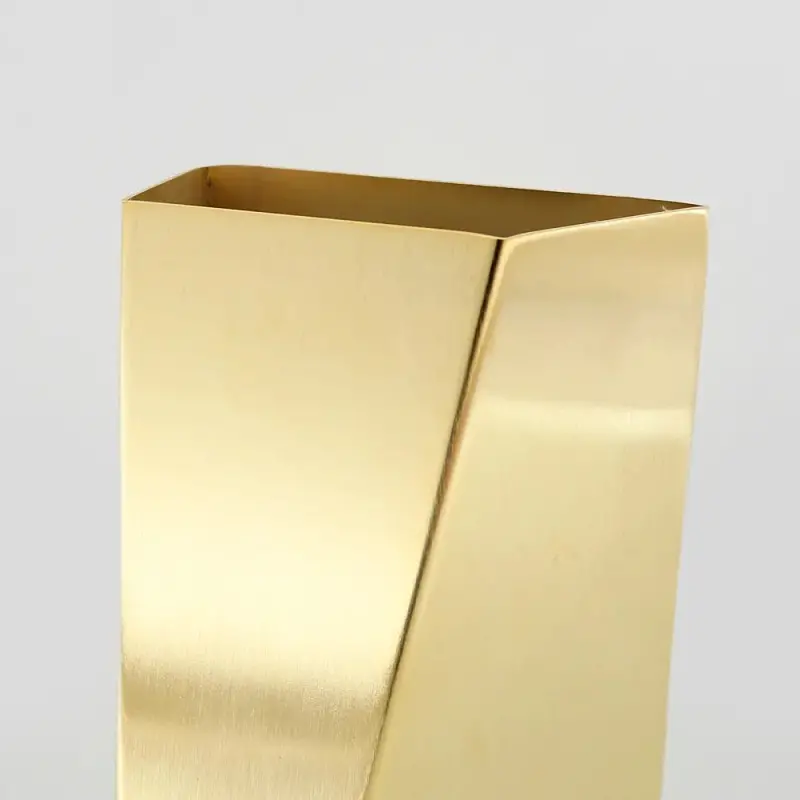 Designer Satin Gold and Stainless Steel Origami Small Vase Designer Satin Gold and Stainless Steel Origami Small Vase