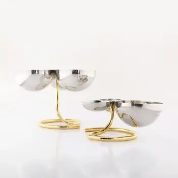 Designer Gold and Stainless Steel Rondelli Triple Snack / Fruit Holder